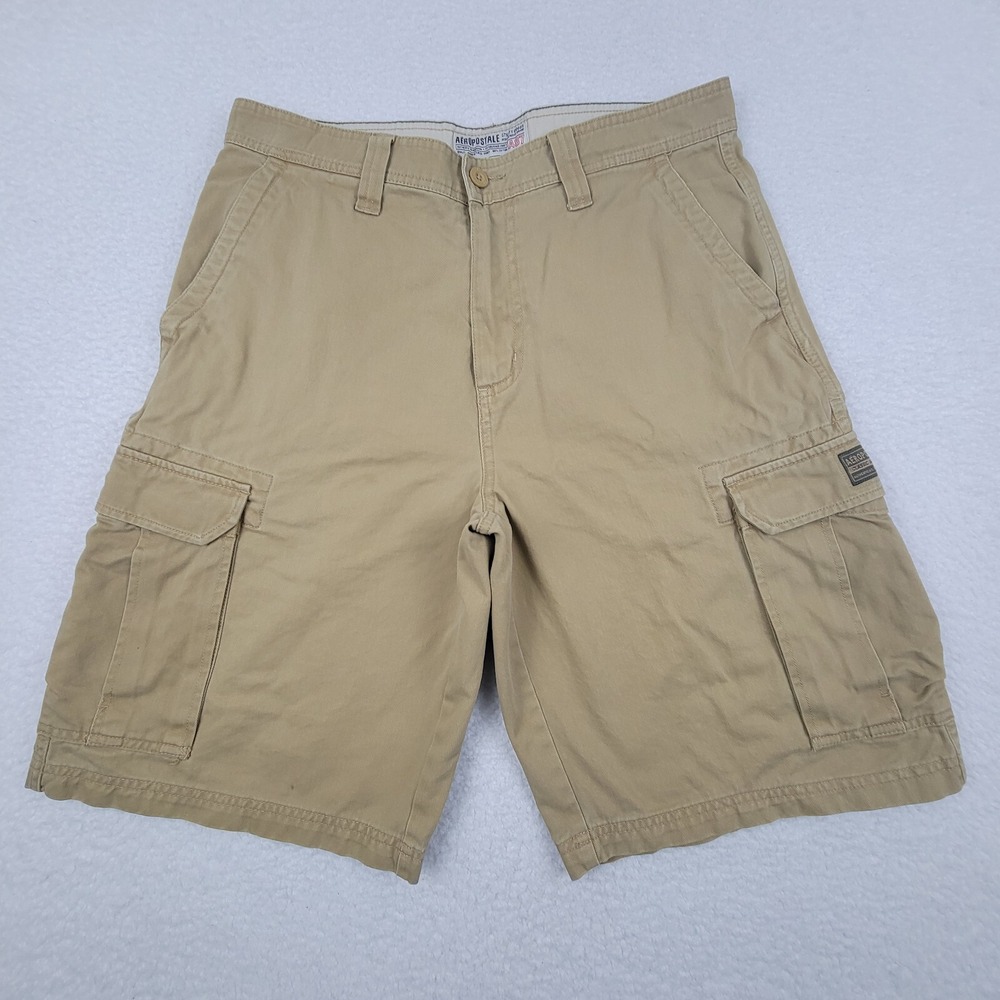 Aeropostale Khaki Cargo Shorts Mens 31 Measures 33 x 11" Y2K Cotton Preppy Work